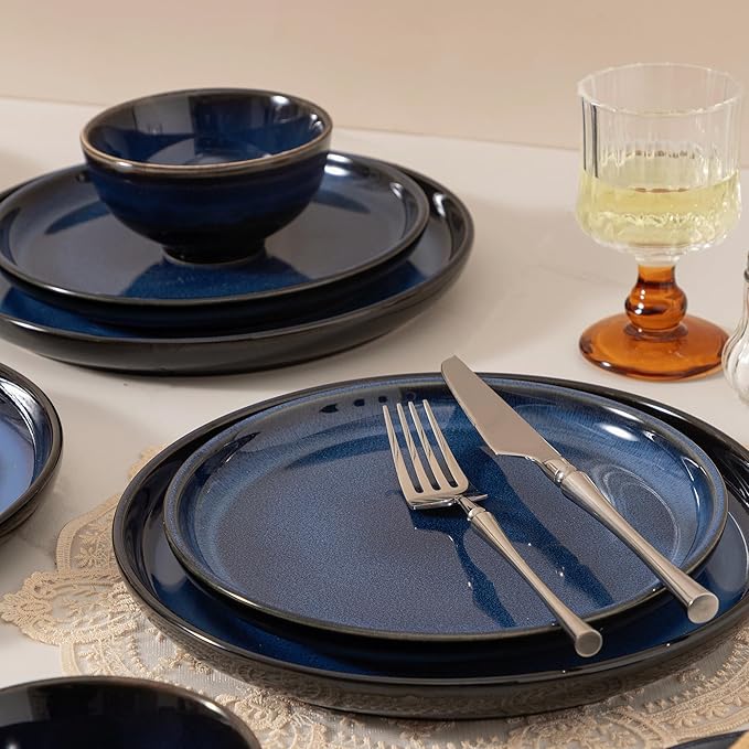 Dinnerware sets plates and bowls sets modern plates,Ceramic Dinnerware Sets,12 Pieces Porcelain Lightweight Plates,Scratch Resistant Dish Set (style - 8, 4 - Set (12pcs))
