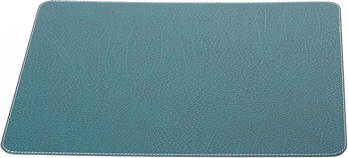 Nikalaz Set of 6 Placemats Made of Recycled Leather (18"x13", Petroleum Green)