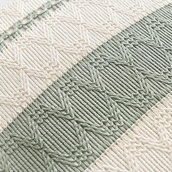 Fancy Homi Set of 2 Sage Green Boho Big Decorative Throw Pillow Covers 24x24 Inch for Living Room Bedroom Couch Bed, Rustic Retro Cushion Case, Bohemian Room Home Decor