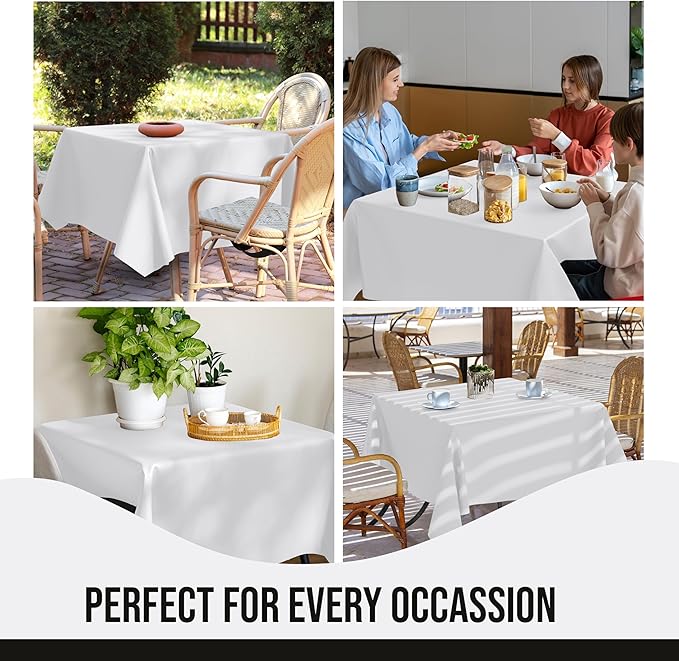 Party Solids 12-Pack White Square Plastic Disposable Tablecloth ??Size: 52 횞 52 Inches ??Square Table Cover for Parties, Picnics & Formal Events