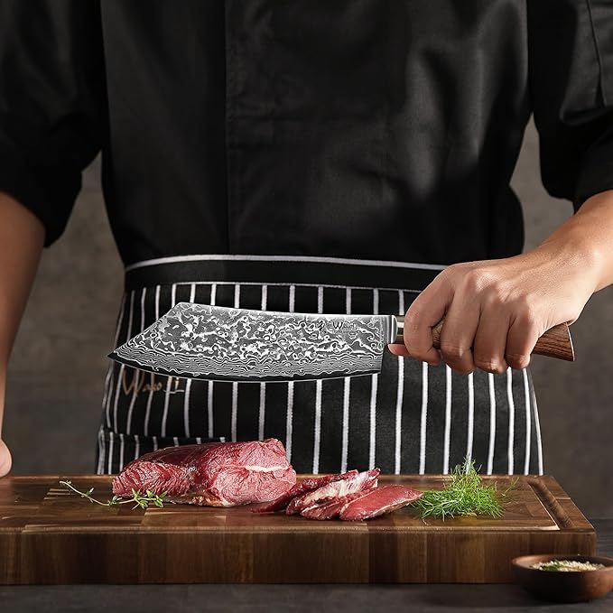 Wakoli EDIB Pro Premium Grill and Block Knife ??Japanese Style Kitchen Knife | 7.9-Inch Blade Made of 67 Layers of Real Big Master Steel with Pakka Wood Handle | Professional Cooking Tool