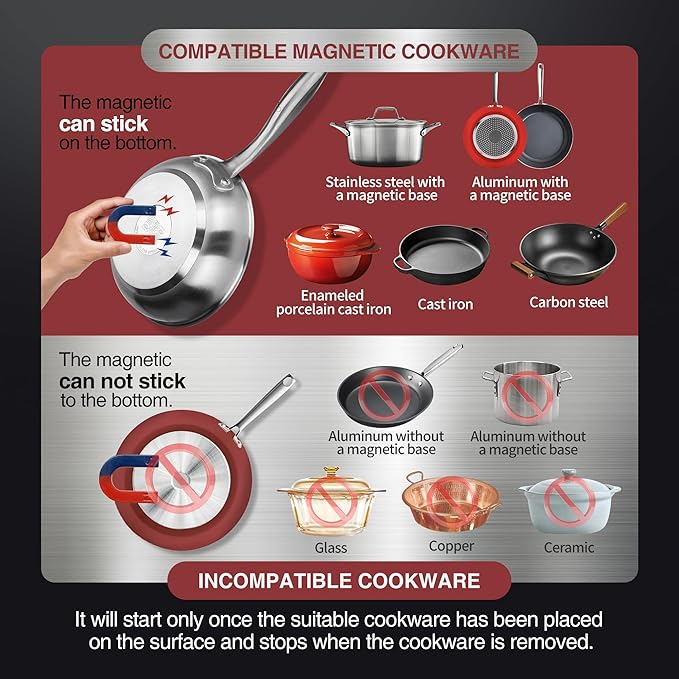 ChangBERT Portable Induction Cooktop 1800W NSF Certified Commercial Range Powerful Countertop Burner Pro Chef Professional Hot Plate Premium Stainless Steel Housing Schott Glass 10 Hours Timer