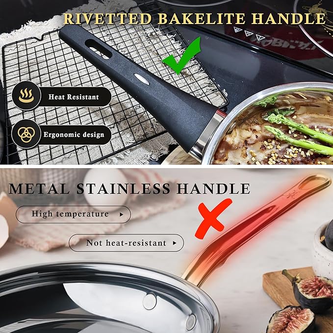 Meythway ?릶?릯?릤?릲???릡?릢 Stainless Steel Pots and Pans Set Non Toxic, 6PCs Kitchen Cookware Sets with Stay-Cool Handles, Non-Stick, Dishwasher Safe&Compatible with All Stovetops(Gas,Electric&Induction)