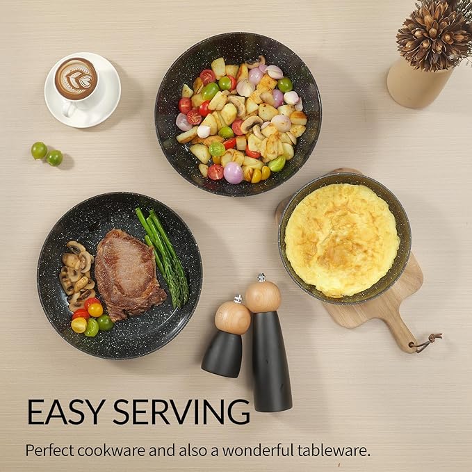 21PCS ceramic cookware set,Nonstick ceramic pan, Removable Handle pots and pans set, Stackable Pan Set, Nonstick Pots and Pans Set Non Stick(Black)