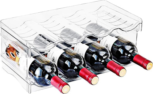 Stackable Wine Rack,Wine Bottle Holder for Inside Cabinet,for Pantry,Refrigerator,Countertop Organization-2 Tiers for 8 Bottles