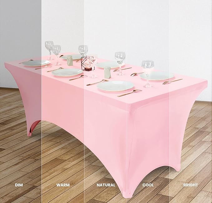 Utopia Kitchen 6FT Spandex Tablecloth [2 Pack, Pink] 200 GSM Stretch, Fitted, Washable and Wrinkle Resistant Table Cloth Rectangle Cover for Trade Shows, Wedding, Parties [72Lx30Wx30H Inch]