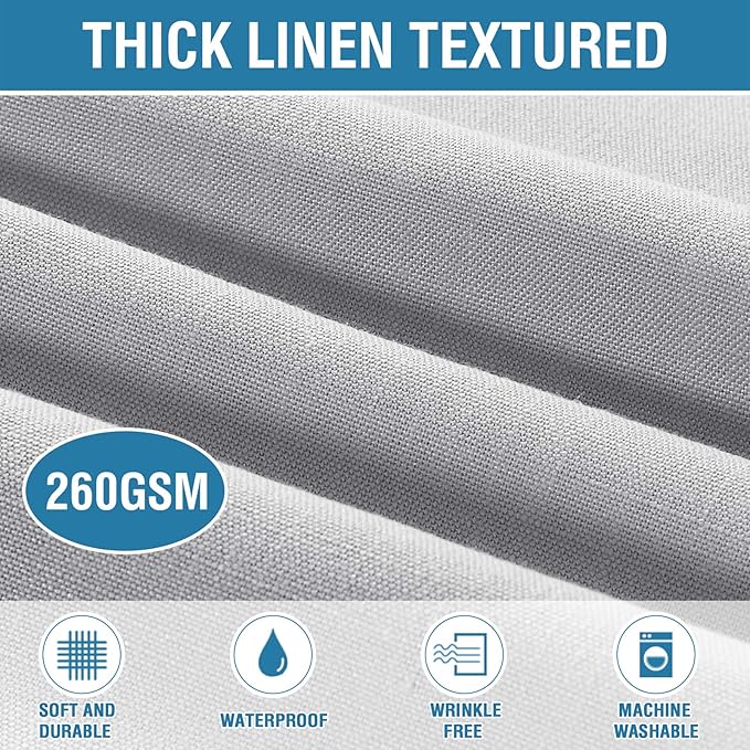 H.VERSAILTEX Linen Textured Table Cloths 60 x 104 Inch Premium Solid Tablecloth Spill-Proof Waterproof Table Cover for Dining Buffet Feature Extra Soft and Thick Fabric Wrinkle Free, Grey