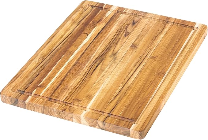 Teakhaus Cutting Board - Medium (M) Wood Cutting Board with Juice Groove (18?쒵 x 14?쓂) Holiday Gift Ideas for Men and Women - Gift-Ready, Thin, Lightweight, Reversible, Knife Friendly - FSC Certified