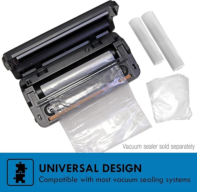 Kenmore Vacuum Sealer Bags - Food Sealing Plastic Rolls 3-8x10, 4-8x20, 11x16 size bolsas, Airtight Packaging Fresh Vegetable, Sous Vide & Meat Storage For Travel, BPA Free Heavy Duty Precut Bags