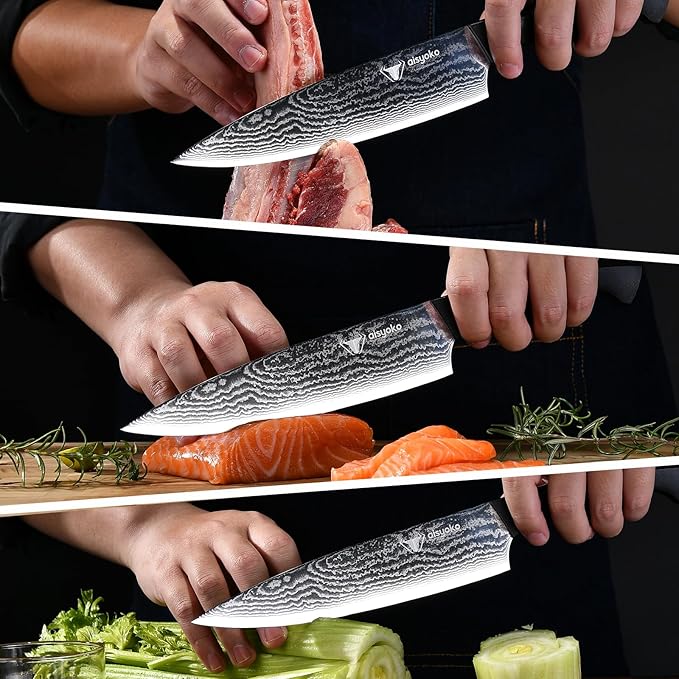 Professional Chef Knife 8 "Damascus Kitchen Knife 8C High carbon stainless steel Super sharp,Ergonomic Full Tang ABS Anti-Skid Handle utility knife Japanese Cooking Knife with Luxury Gift Box