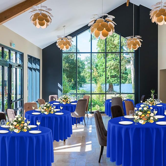 sancua Royal Blue Round Tablecloths 90 Inch, 6 Pack - Circle Fabric Table Cloth for July 4th Independence Day Wedding Party Banquet Birthday, Washable Polyester Table Cover (Fit 30-72 Inch Tables)