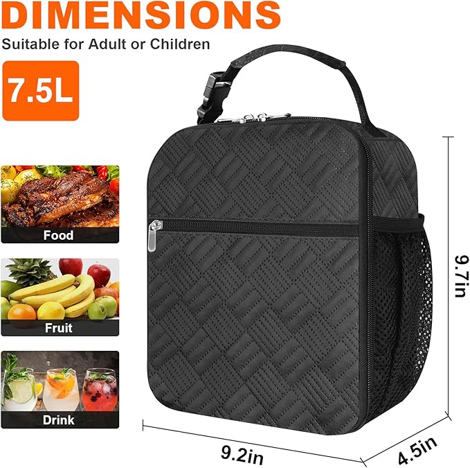 esouler Lunch Box for Men Women Adults Small Insulated lunch Tote Bag for Work Picnic Beach- Freezable Cooler Bag portable Lunch box (Gray)