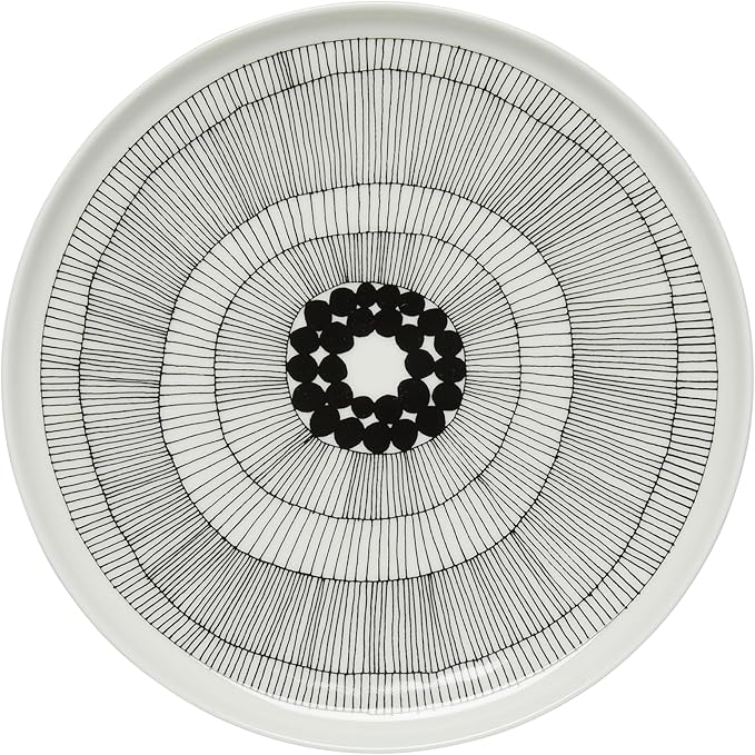 MARIMEKKO Oiva Siirtolapuutarha Dinner Plate ??Refine Your Kitchen D챕cor with Our Iconic Black & White Stoneware ??Stylish White Porcelain Dinner Plates to Elevate Your Dining Experience (10??