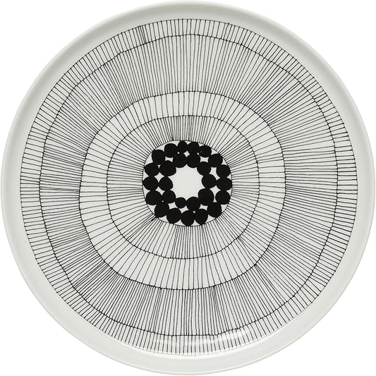 MARIMEKKO Oiva Siirtolapuutarha Dinner Plate ??Refine Your Kitchen D챕cor with Our Iconic Black & White Stoneware ??Stylish White Porcelain Dinner Plates to Elevate Your Dining Experience (10??