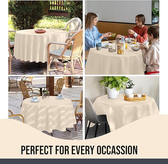 Party Solids 12-Pack Ivory Round Plastic Tablecloth Disposable ??Size: 60 Inches ??Round Plastic Table Cloths for Parties, Picnics & Formal Events