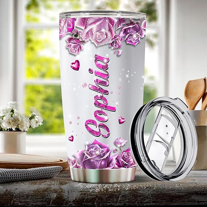 WONWIX Personalized Unicorn Gifts for Adult Women Insulated Stainless Steel Tumbler Mug Cup Water Bottle Unique Gift for Mom Wife Daughter Funny Unicorns Christmas Birthday Mother's Day Valentine