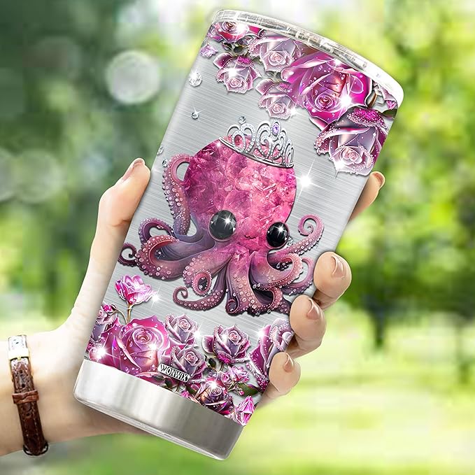 WONWIX Personalized Octopus Gifts for Women, Insulated Stainless Steel 20oz Coffee Cup Mug Tumbler Water Bottle, Great Gift Idea for Girls Wife Daughter, Christmas Birthday Mother's Day Valentine