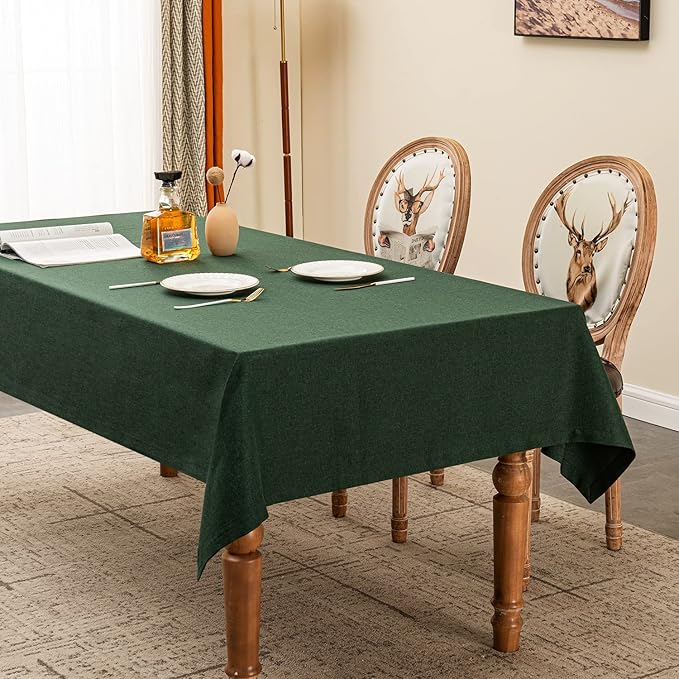 BALCONY & FALCON Table Cloth for 6ft Rectangle Tables ??Waterproof Wrinkle-Free Farmhouse Tablecloth for Dining, Kitchen, Baby Shower, Christmas Holiday Gatherings (Hunter Green, 57" x 118")