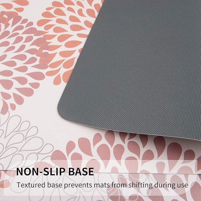 QIYI Placemats Set of 6, 12x18 Inch Faux Leather Place Mats for Kitchen Dinning, Heat Resistant Anti Slip Floral Table Mats, Waterproof Wipeable Washable Placemat Thanksgiving Table D챕cor, Brown