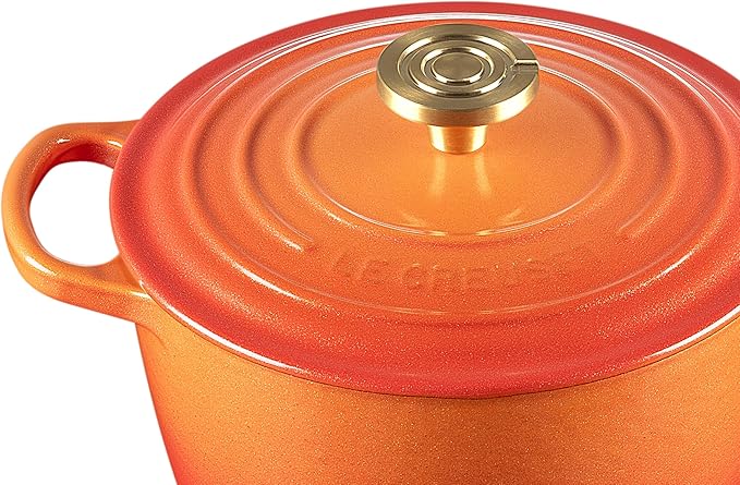 Le Creuset Enameled Cast Iron Signature Round Saucepan, 2.25 qt., Flamme Doree with Crucible Knob