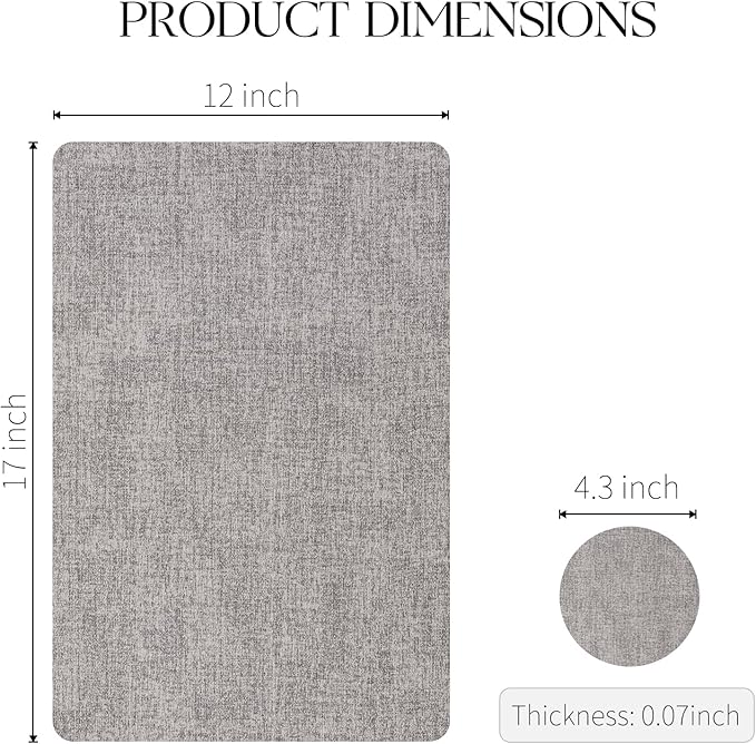 MOSAYT Placemats Set of 4, Heat Resistant Vinyl Place Mats with Coasters, 100% Waterproof Wipeable Washable Faux Leather Table Mats for Kitchen Dining Party Outdoor, 12" x 17", Light Grey
