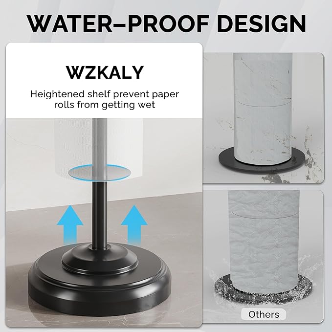 Freestanding Toilet Paper Holder Stand with Storage ??Holds 4 Extra Rolls ?밠atte Black- Toilet Paper Holder for Bathroom ??Sturdy Base, Classic Retro Style, Space-Saving Bathroom Storage