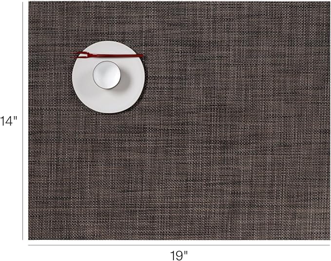 Chilewich Mini Basketweave Placemats in Dark Walnut - Set of 4 - Easy Care Woven Tabletop Textiles - Indoor/Outdoor - 19" x 14" Rectangle