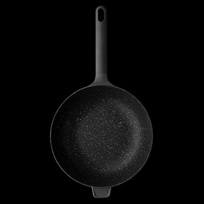 BergHOFF GEM Non-Stick Cast Aluminum Stir-Frying Pan 11" 4.1 qt. Black Stay-Cool Handle, Hanging Loop Ferno-Green, PFOA Free Coating Induction Cooktop Fast Heating