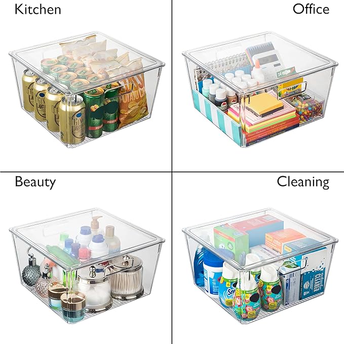 CLEARSPACE Plastic Storage Bins with Lids XL ??Perfect Kitchen Organization or Pantry Storage ??Fridge Organizer, Pantry Organization and Storage Bins, Cabinet Organizers