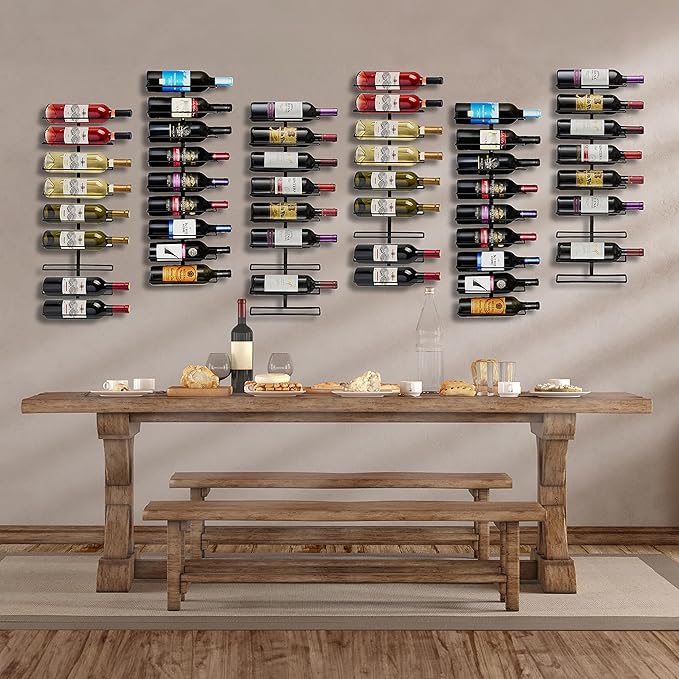 Sorbus Wall Mount Wine Rack ??Holds 9 Bottles ??Black Metal Wine Bottle Holder for Wall, Modern Wine Rack for Home Bar, Kitchen