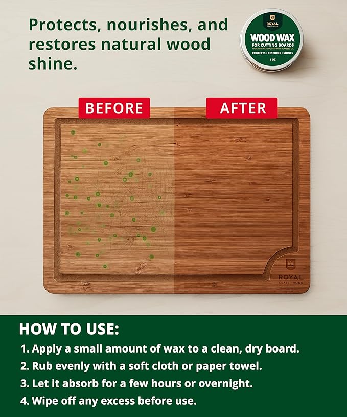 ROYAL CRAFT WOOD Bamboo Cutting Board Set ??3 Durable Wooden Cutting Boards for Kitchen Meal Prep, Charcuterie & Serving ??Chopping & Butcher Block with Juice Grooves ??Gift-Ready Packaging & Wood Wax