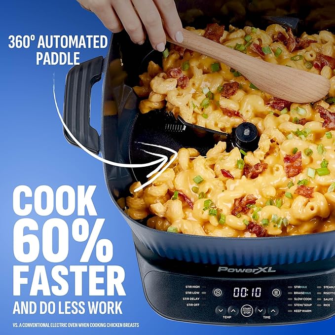 STIRMAX??Midnight Blue 7.5 Quart Digital Multi-Cooker with Automatic Paddle to Stir and Shred, 9 in 1 programmable presets to Saut챕, Sear, and Brown Food Before Simmering