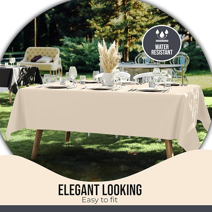 Party Solids 12-Pack Ivory Plastic Disposable Tablecloth ??Size: 60 횞 84 Inches ??Rectangle Table Cover for Parties, Picnics & Formal Events