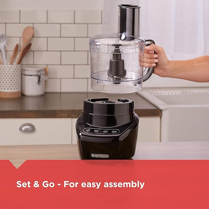 BLACK+DECKER Food Processor and Vegetable Chopper, Stainless Steel Blade, 8-Cup Capacity, 450W Power with Attachments to Shred, Slice, Mince, Grind, and Puree (Pack of 2)