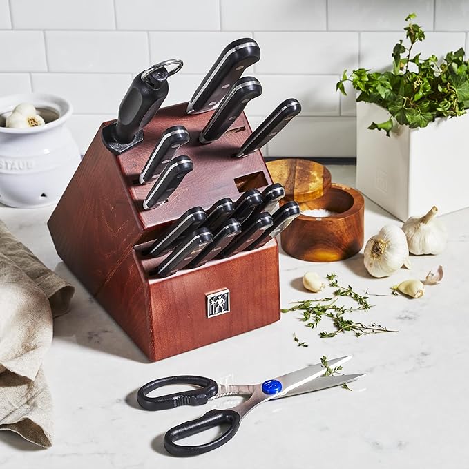 HENCKELS Classic Precision 16-Piece Kitchen Knife Set with Block, Chef Knife, Steak Knife Set