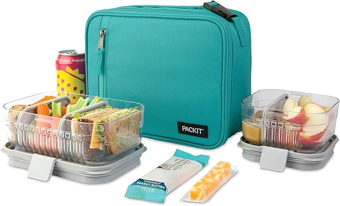 PackIt짰 Freezable Classic Lunch Box, Teal, Built with EcoFreeze짰 Technology, Collapsible, Reusable, Zip Closure With Zip Front Pocket and Buckle Handle, Designed for Fresh Lunch On the Go