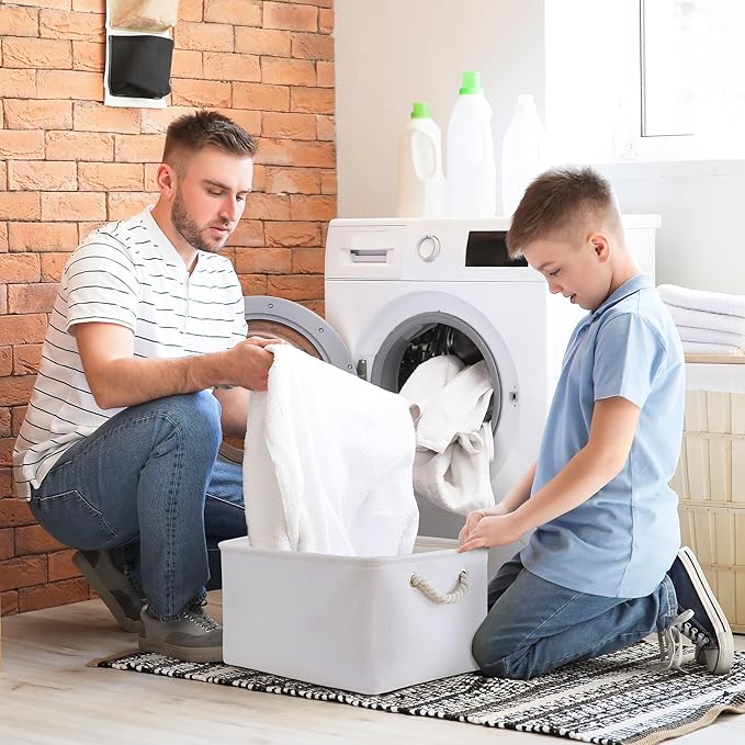 TheWarmHome Fabric Storage Bin, Large 1 Pack 15.7L*11.8W*8.3H Storage Basket for Home Storage and Organization, Shelf Basket with Cover for Living Room Bedroom Closet竊늋hite