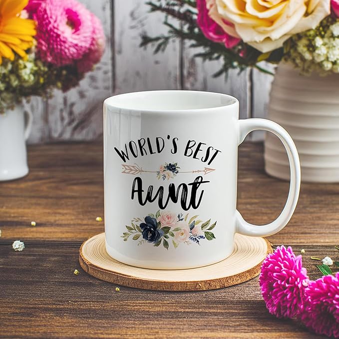 Aunt Mug - Ceramic Coffee Cup, World's Best Aunt Gift for Christmas