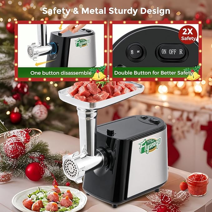 Electric Meat Grinder, Cheese Grater 3000W Multifunctional Meat Grinder with Juicer, Vegetable Cutter Veggie Slicer, Shredder, Meat Chopper, Sausage Stuffer, Kubbe Kit, Home Use