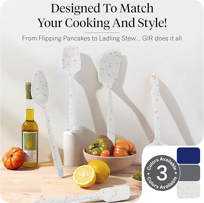 GIR: Get It Right 10-Piece Silicone Ultimate Kitchen Utensil Set ??Spatulas, Ladle, Flip, Spoons, Whisk, Peeler & Spoonula ??Nonstick, Non-Toxic, Heat-Resistant ??Sprinkles