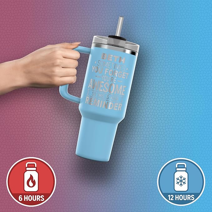 Personalized Inspirational Tumbler, Inspirational Gifts for Men Dad Father Wife Sister Women, Custom Birthday For Him Her, Customized You?셱e Awesome Tumbler, Teacher Coworker Gifts 40oz Light Blue