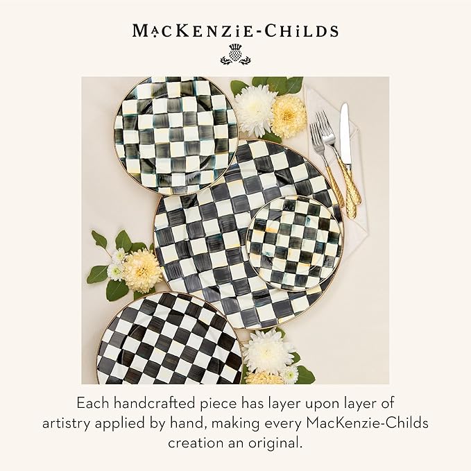 MACKENZIE-CHILDS Enamel Charger Plate, Charger Decoration for Dinner Plates or Home Decor, 12 Inches, Black-and-White Courtly Check, Set of 1