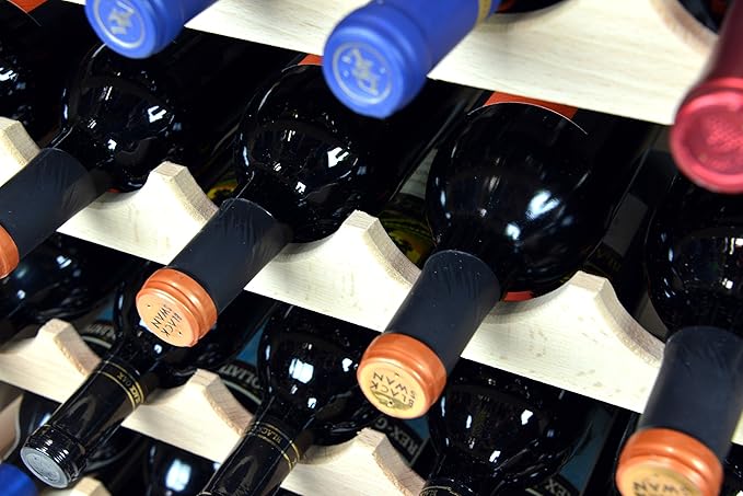 sfDisplay.com,LLC. Modular Wine Rack Pine Wood 24-72 Bottle Capacity Storage 6 Bottles Across up to 12 Rows Stackable Newest Improved Model (60 Bottles - 10 Rows)