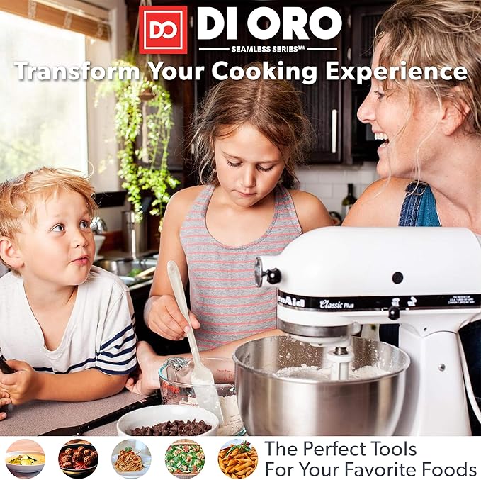 DI ORO Silicone Spoons for Cooking - Large Kitchen Spoons for Mixing, Serving, & Stirring - 600째F Heat-Resistant Non Stick Utensils ??Big Solid & Slotted Basting Spoons - Dishwasher Safe (2pc, Clay)