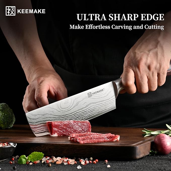 KEEMAKE Kitchen Knife Sets, 3 Pieces Professional Chef Knife Set with High Carbon Stainless Steel, Ultra Sharp Blade Kitchen Knives Sets with Ergonomic Pakkawood Handle & Gift Box