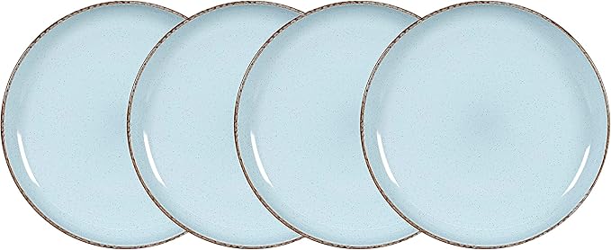 Stoneware Euro-Nordic 20pc Dinnerware Set, Shiny Light Blue with Speckle Effect