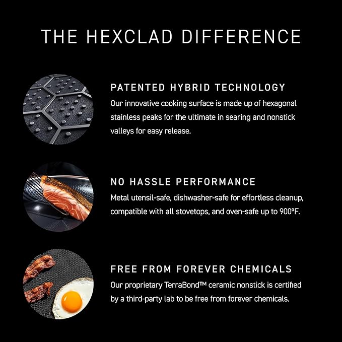 HexClad Hybrid Nonstick BBQ Grill Pan, Dishwasher-Friendly, BBQ and Oven-Safe Up to 900째F