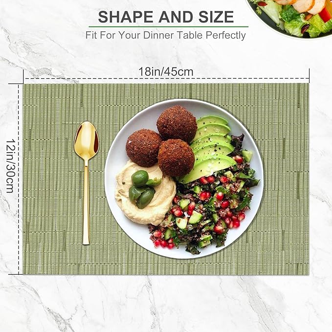 BETEAM Placemats Set of 8, Woven Vinyl Placemat for Dining Table Washable Wipeable Kitchen Place Mats Durable Indoor Outdoor Table Mats
