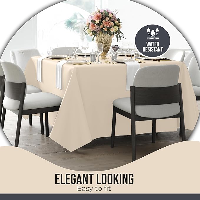 Party Solids 12-Pack Ivory Square Plastic Disposable Tablecloth ??Size: 85 횞 85 Inches ??Square Table Cover for Parties, Picnics & Formal Events