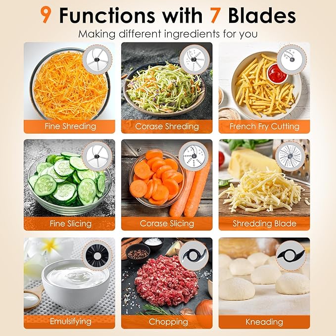 Davivy 16 Cup Food Processor & Blender Combo ??10-in-1 Multifunction 3.8L Processor with 6 Cup (50oz) Glass Blender, 2 Speeds + Pulse, Vegetable Chopper & Meat Grinder for Home Use, Black